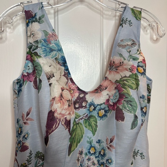 EUC ZIMMERMANN Matchmaker Dress in light blue floral size 1 linen and silk - Picture 3 of 9